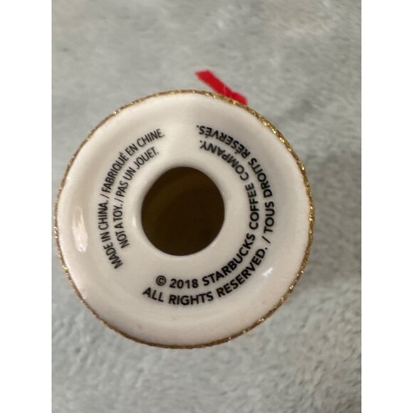 Starbucks 2018 Ceramic Ornament Gold 2.5” - Picture 4 of 4